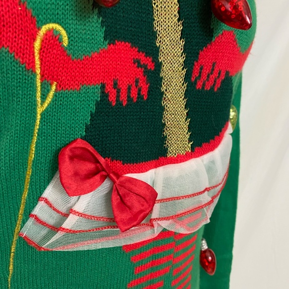 Green Holiday  Ugly Sweater with Girl Elf and Poodle. - Picture 4 of 11